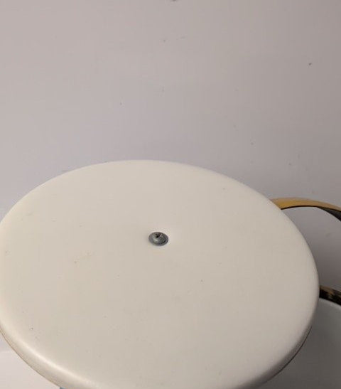 Vintage Mid-Century Modern Marbled Ice Bucket Yellow Lid Chrome Handle