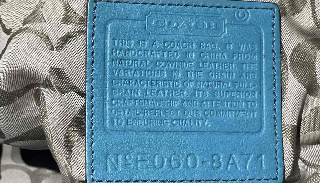 Coach Teal Leather Shoulder Bag with Silver Hardware and Tasseled Straps