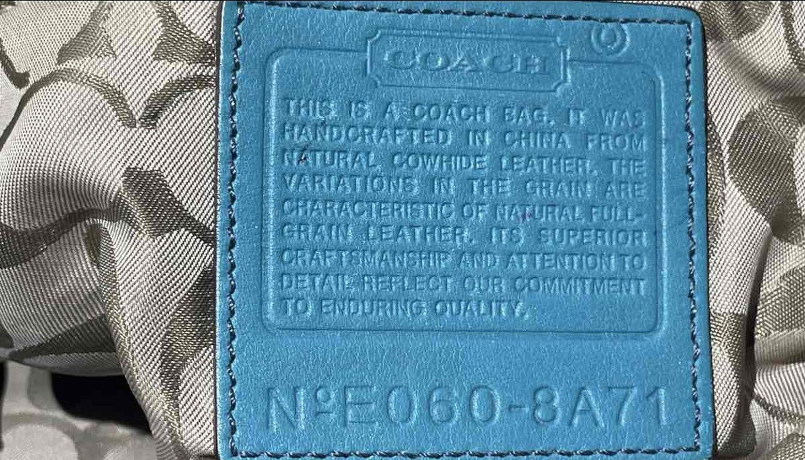 Coach Teal Leather Shoulder Bag with Silver Hardware and Tasseled Straps