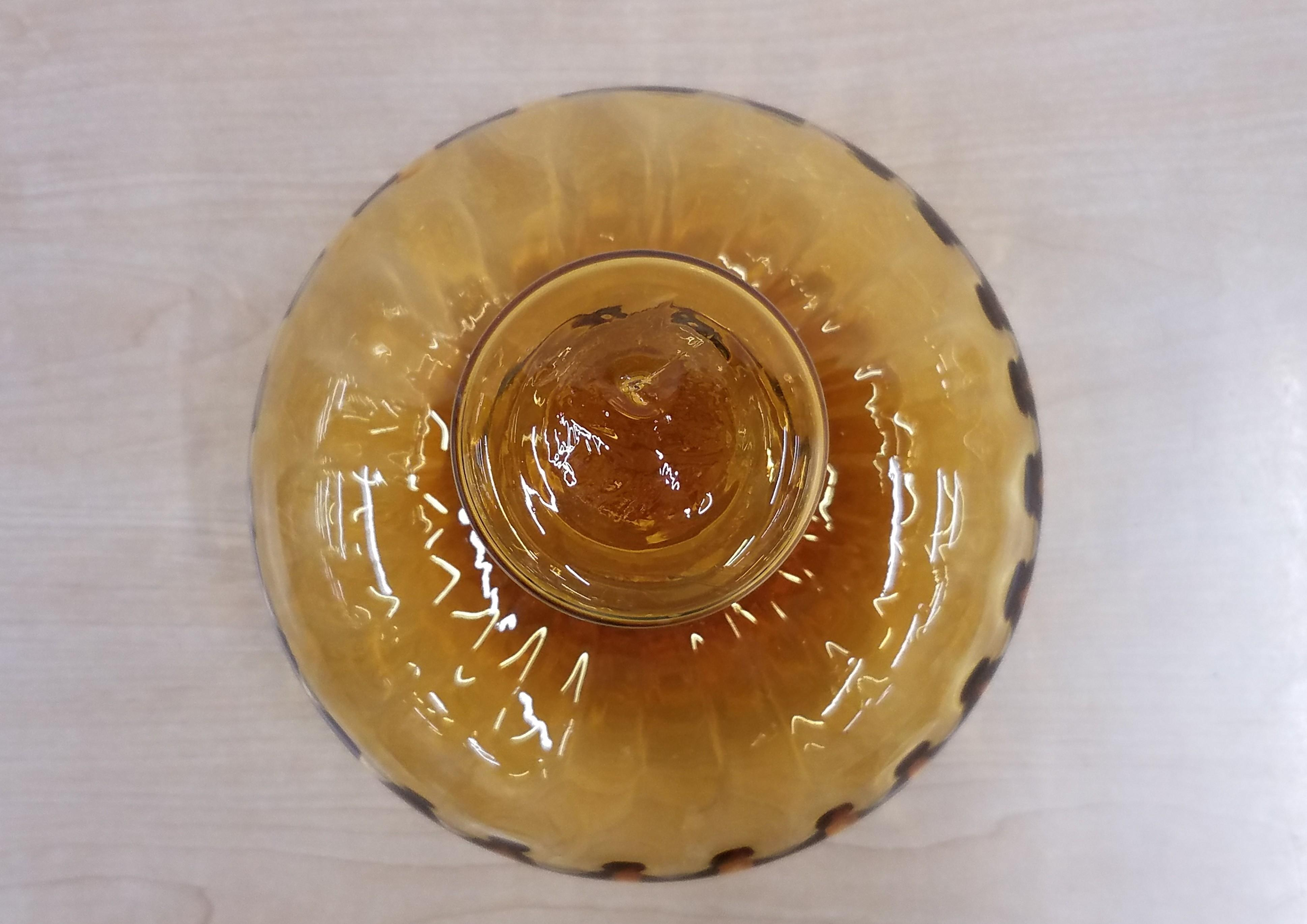 11" Tall Hand Blown Amber Glass Decanter w/ Stopper