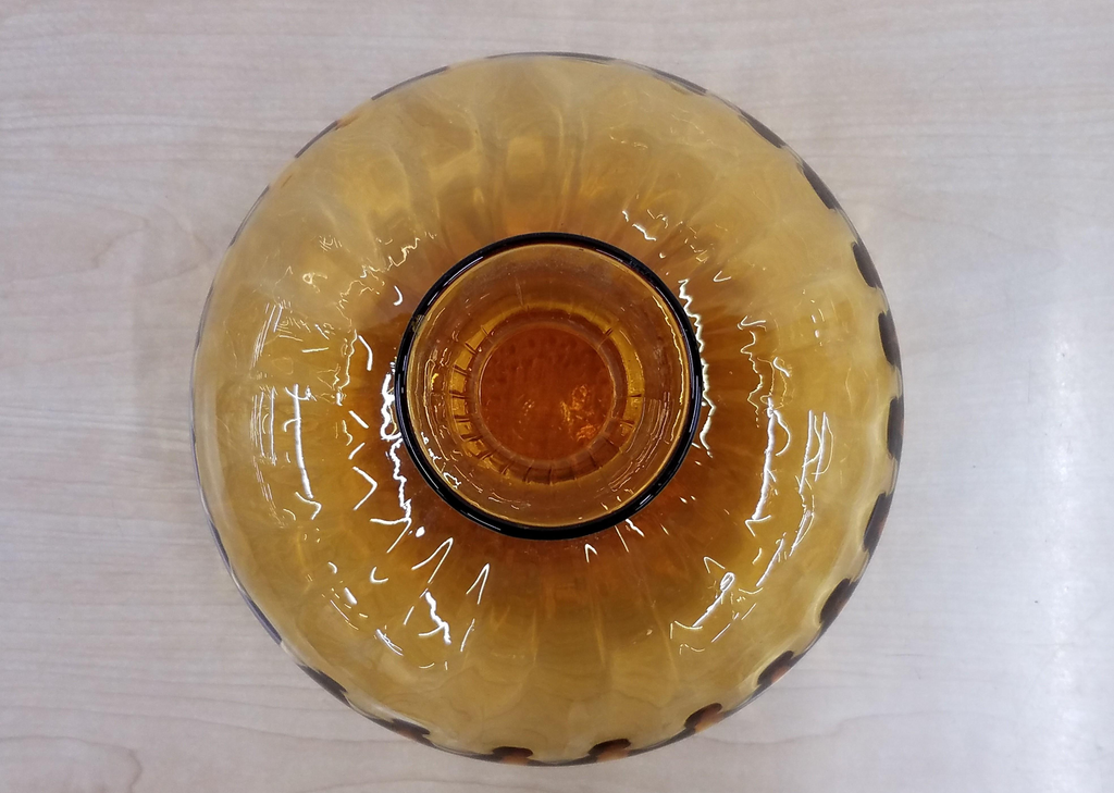 11" Tall Hand Blown Amber Glass Decanter w/ Stopper