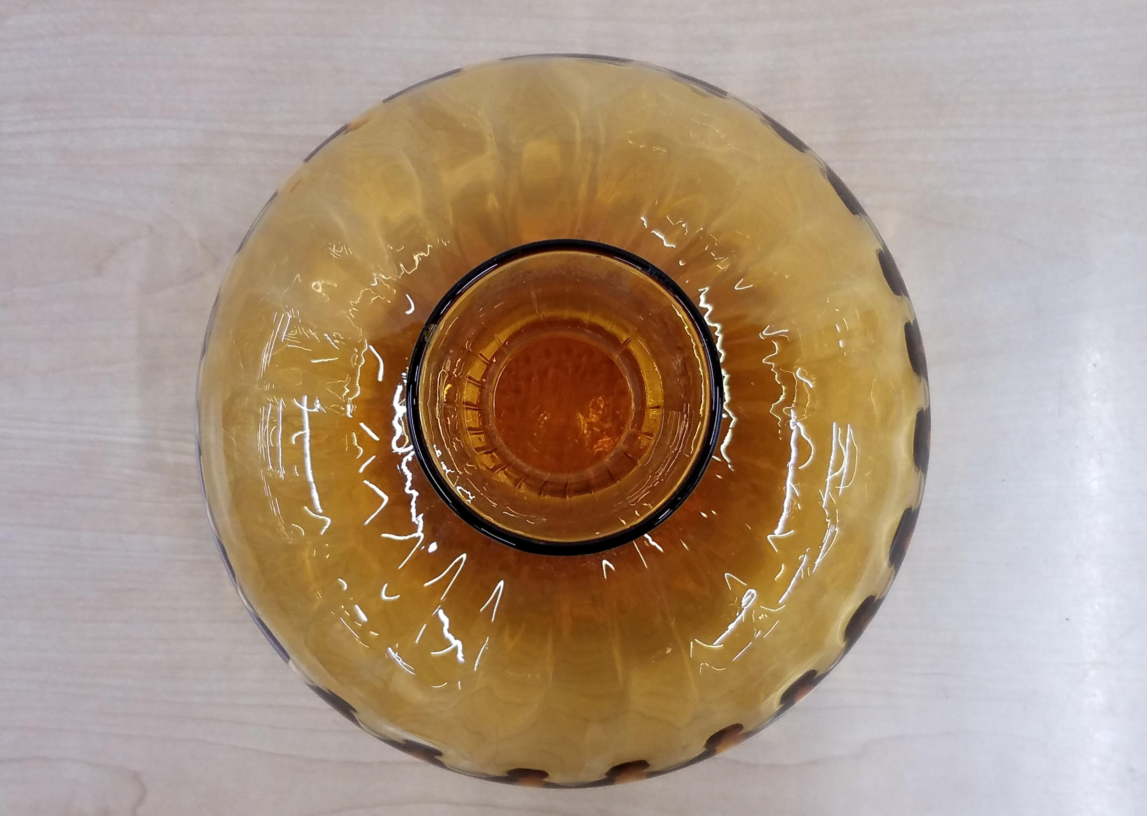 11" Tall Hand Blown Amber Glass Decanter w/ Stopper