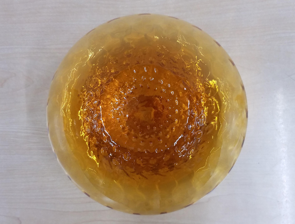 11" Tall Hand Blown Amber Glass Decanter w/ Stopper