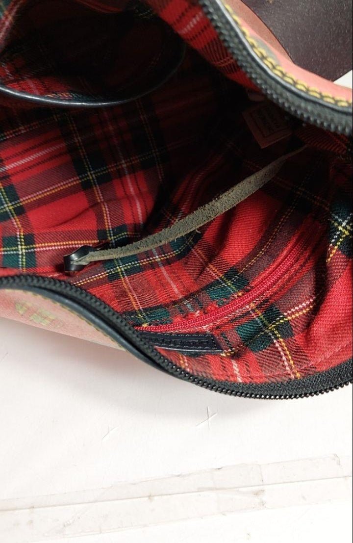 Dooney & Bourke Red Coated Canvas Scottie Black Leather Trim Dog Handbag Purse