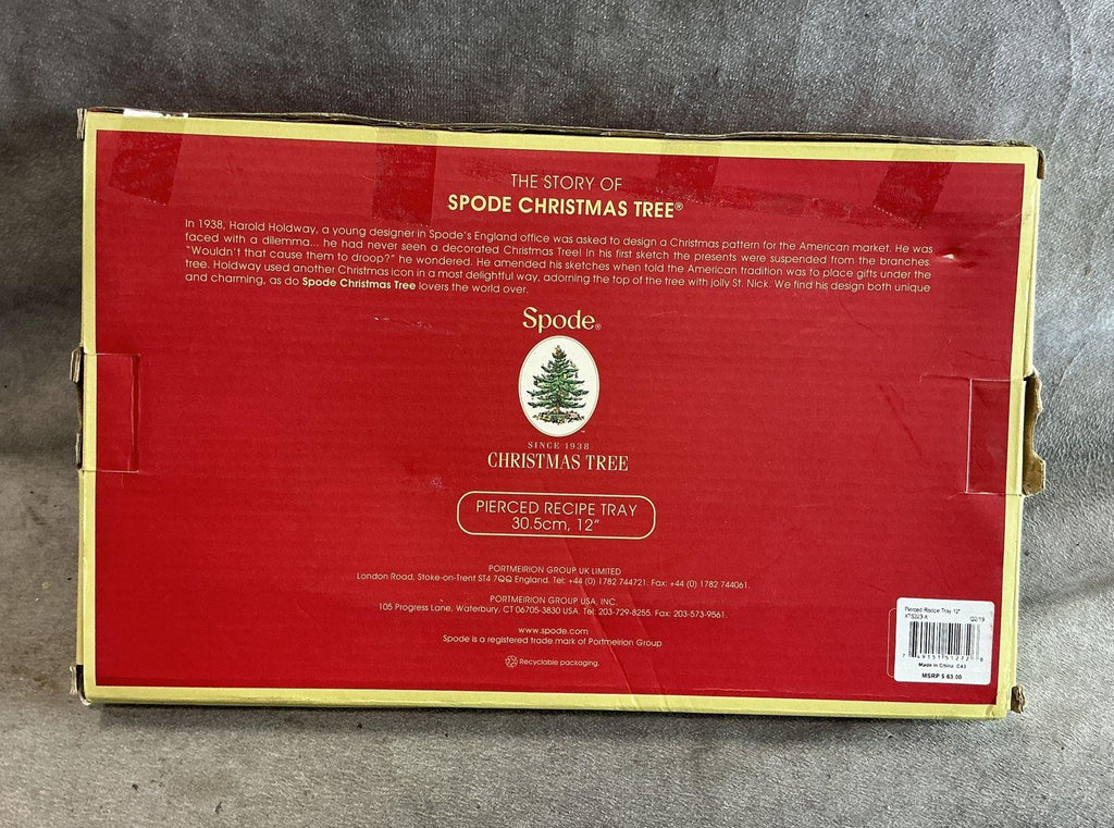Spode Christmas Tree Pierced 12-Inch Shortbread Recipe Tray with Original Box