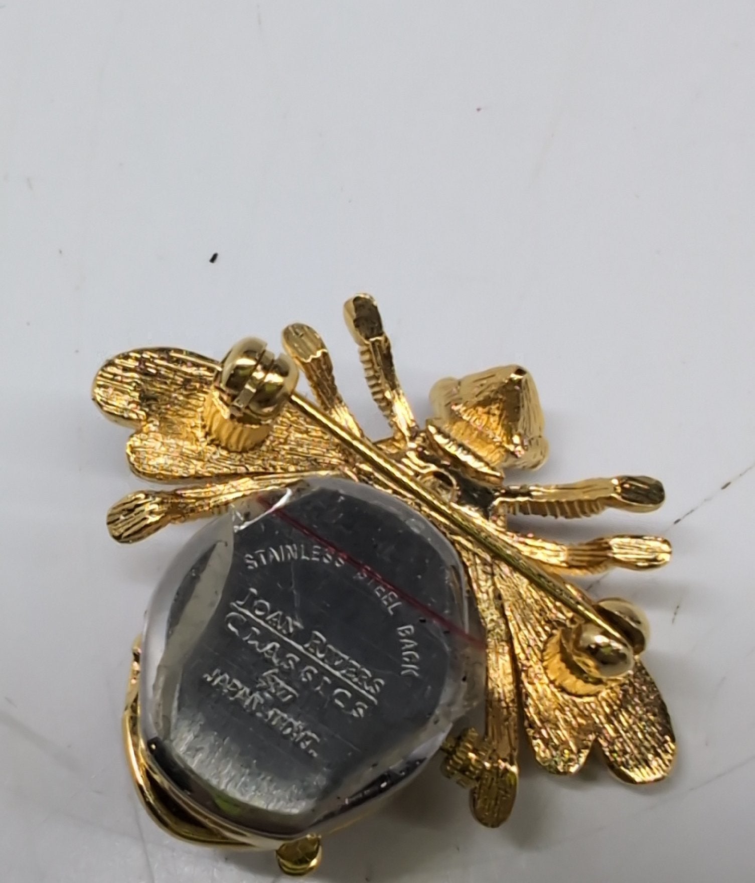 Signed Joan Rivers Vintage Multi Color Enamel Bee Watch Pin Brooch