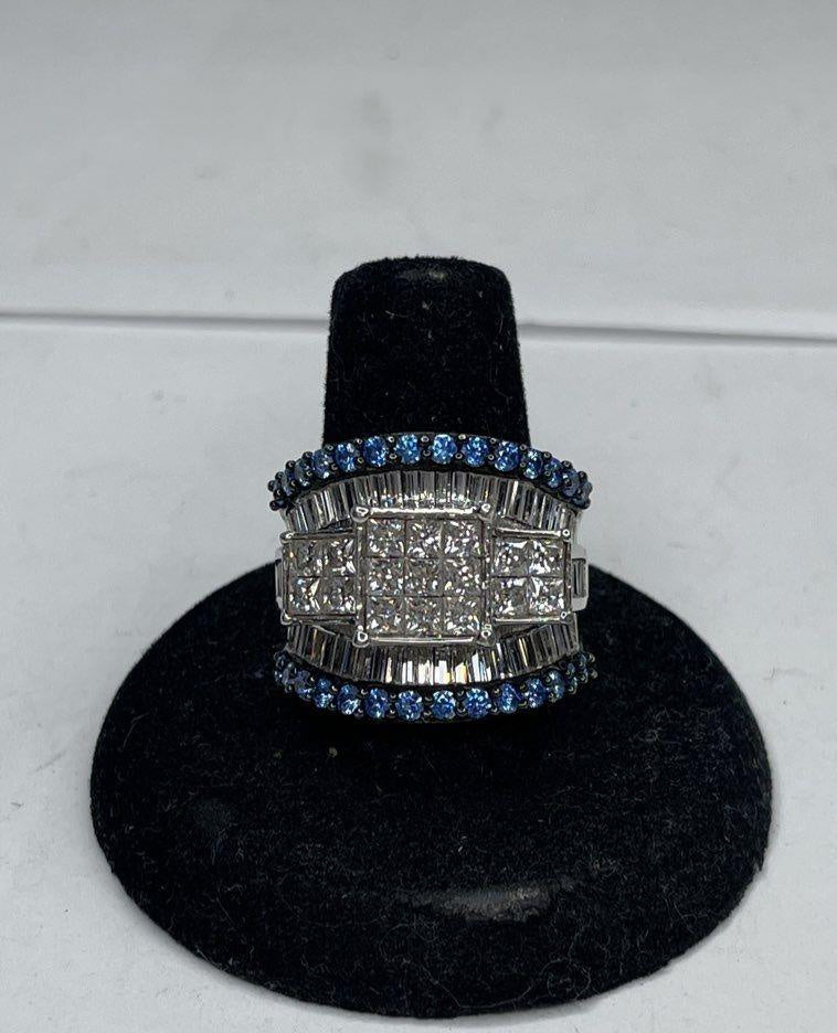 Sterling Silver Art Deco Cubic Zirconia Cocktail Ring Size 7 12g