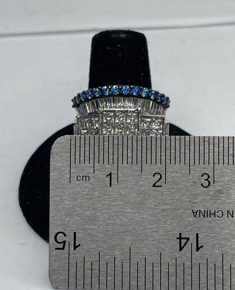 Sterling Silver Art Deco Cubic Zirconia Cocktail Ring Size 7 12g