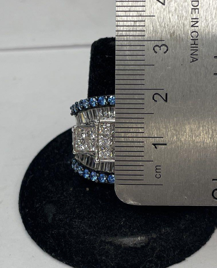Sterling Silver Art Deco Cubic Zirconia Cocktail Ring Size 7 12g