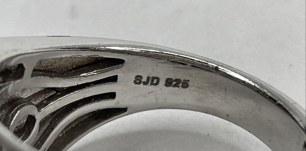 Sterling Silver Art Deco Cubic Zirconia Cocktail Ring Size 7 12g