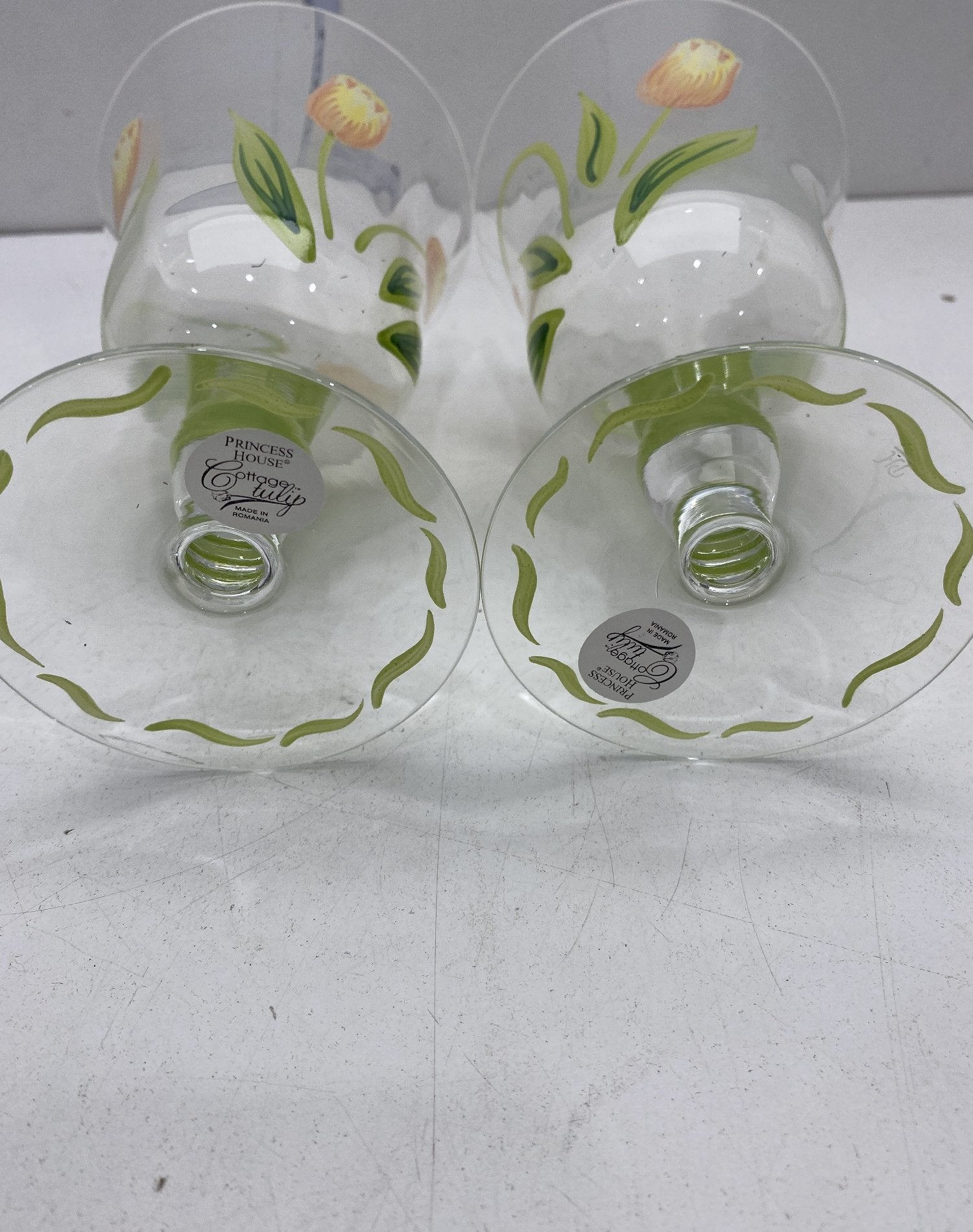 Princess House Cottage Tulip Goblets, Set of Two