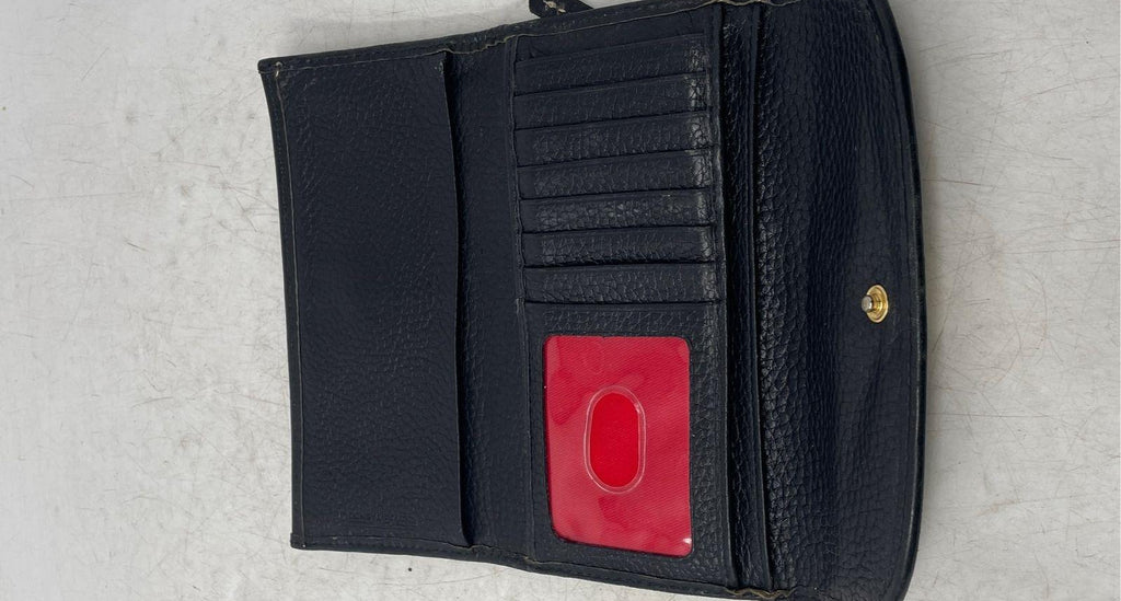 Dooney & Bourke Black Pebbled Leather Snap Tri-Fold Wallet with Card Holder