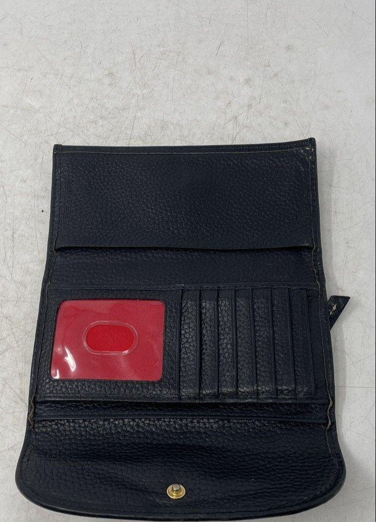 Dooney & Bourke Black Pebbled Leather Snap Tri-Fold Wallet with Card Holder