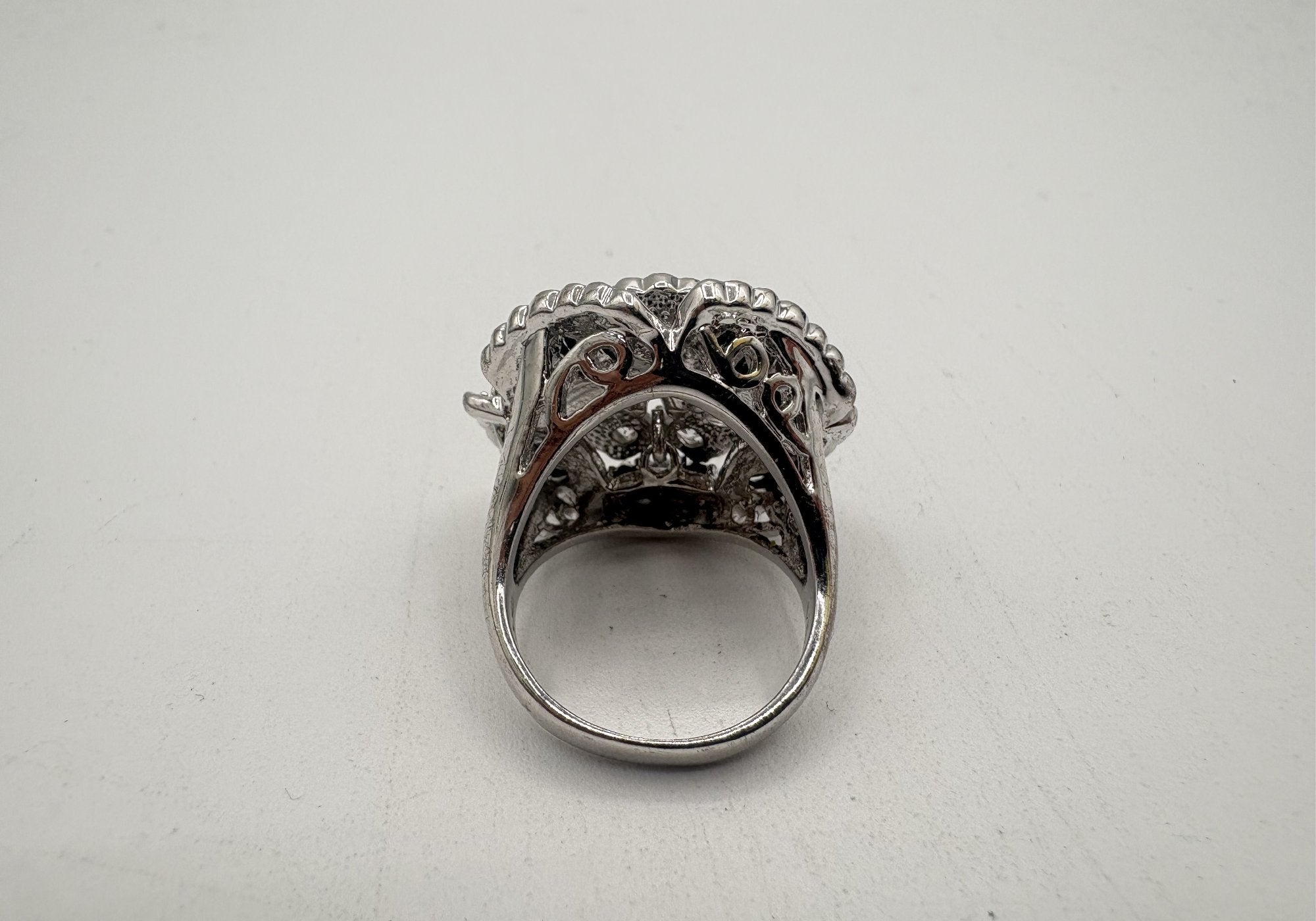 Vintage Nolan Miller Black and Clear Rhinestone Statement Ring