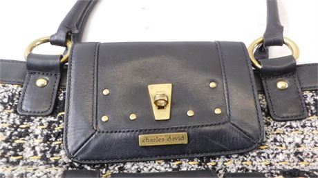 Charles David Tweed and Leather Shoulder Bag [2158E]