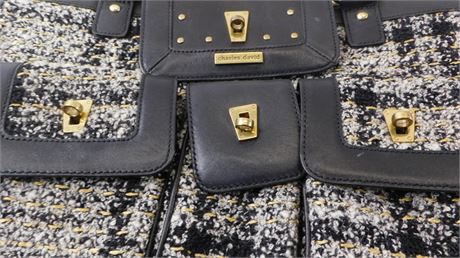 Charles David Tweed and Leather Shoulder Bag [2158E]