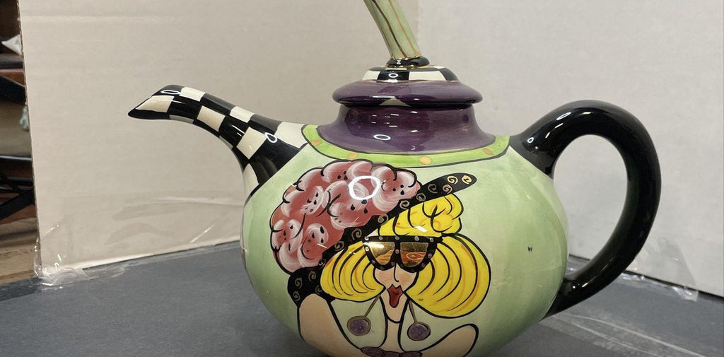 SWAK Character Collectibles Whimsical Teapot & Creamer Set Checkerboard 2003