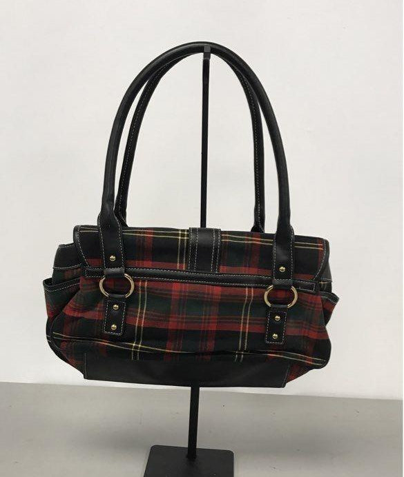 Chaps Women's Red Green Black Plaid Tartan Shoulder Bag Handbag Gold Hardware