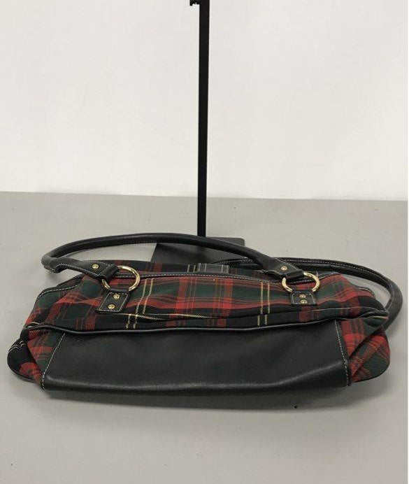 Chaps Women's Red Green Black Plaid Tartan Shoulder Bag Handbag Gold Hardware