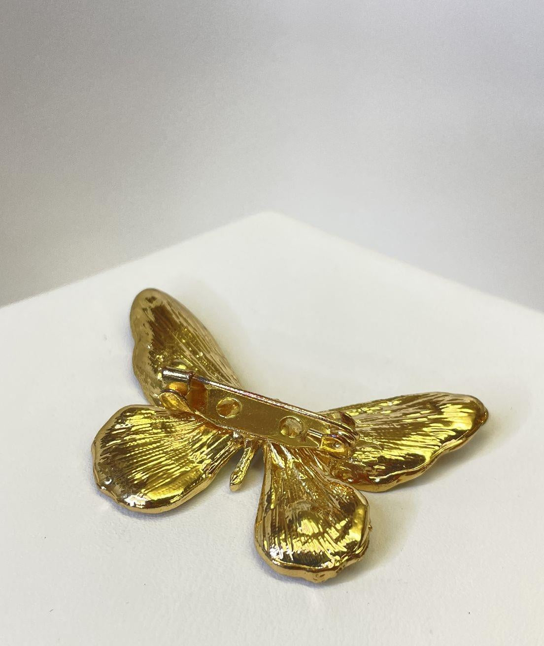 Gold Tone Colorful Wings Butterfly Brooch 8.3g