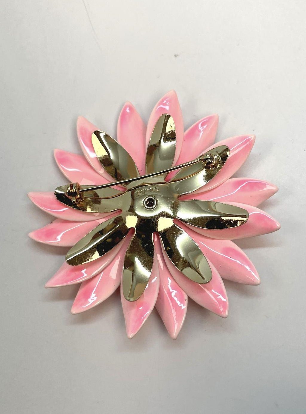 Vintage Emmons Pink Enamel Flower Brooch