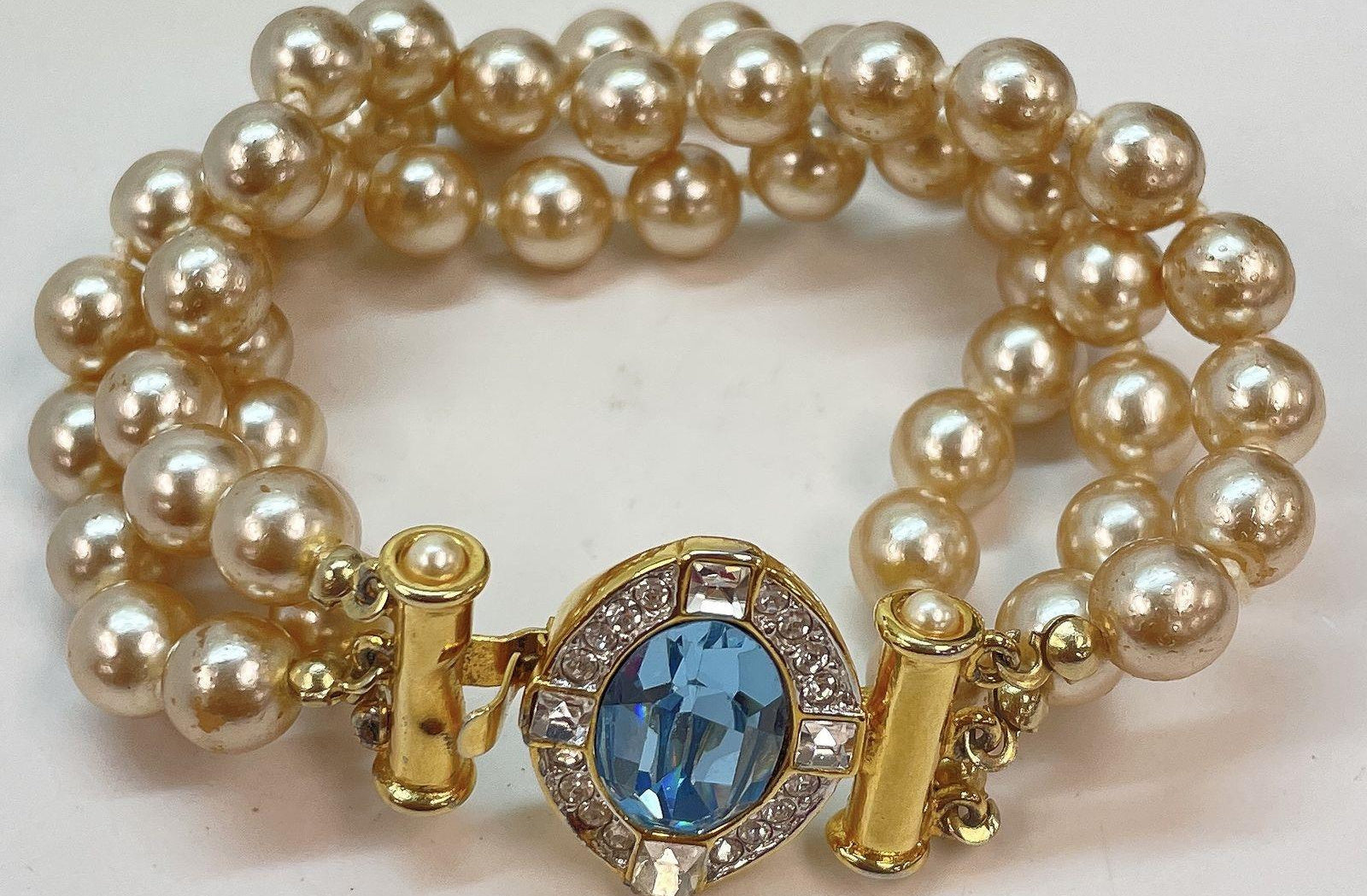 Nolan Miller Blue Crystal & Faux Pearl Bracelet