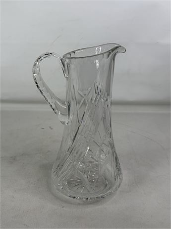 Clear Cut Glass Pitcher with Floral Etching [G4288]