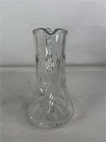 Clear Cut Glass Pitcher with Floral Etching [G4288]