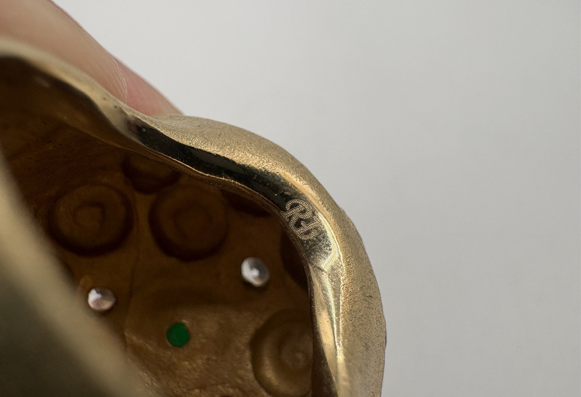 Rivka Friedman China Gold Clad Stone & CZ Domed Statement Ring Size 7.5 (Stone Variant A)