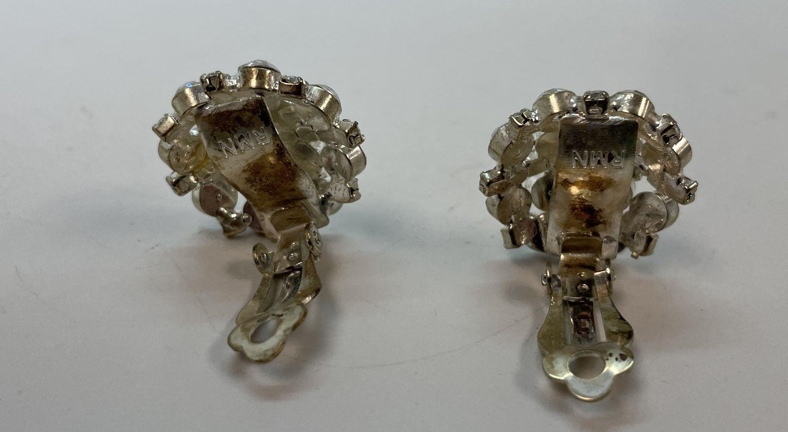 Silver-Tone Rhinestone Cluster Clip Earrings