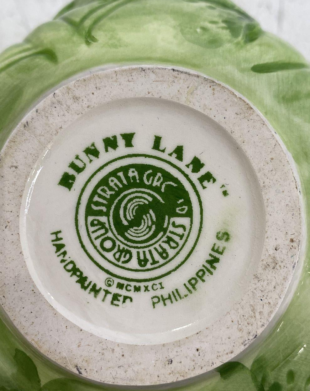 Bunny Lane Green Ceramic Cabbage Tea Set with Rabbit and Carrot Motifs