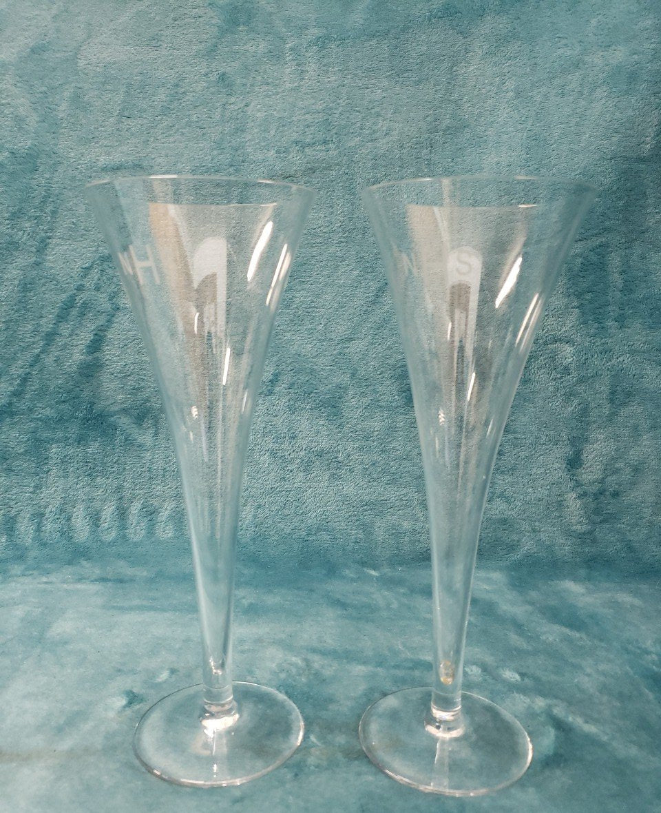 Tiffany & Co. Etched NHS Champagne Flutes, Set of 2