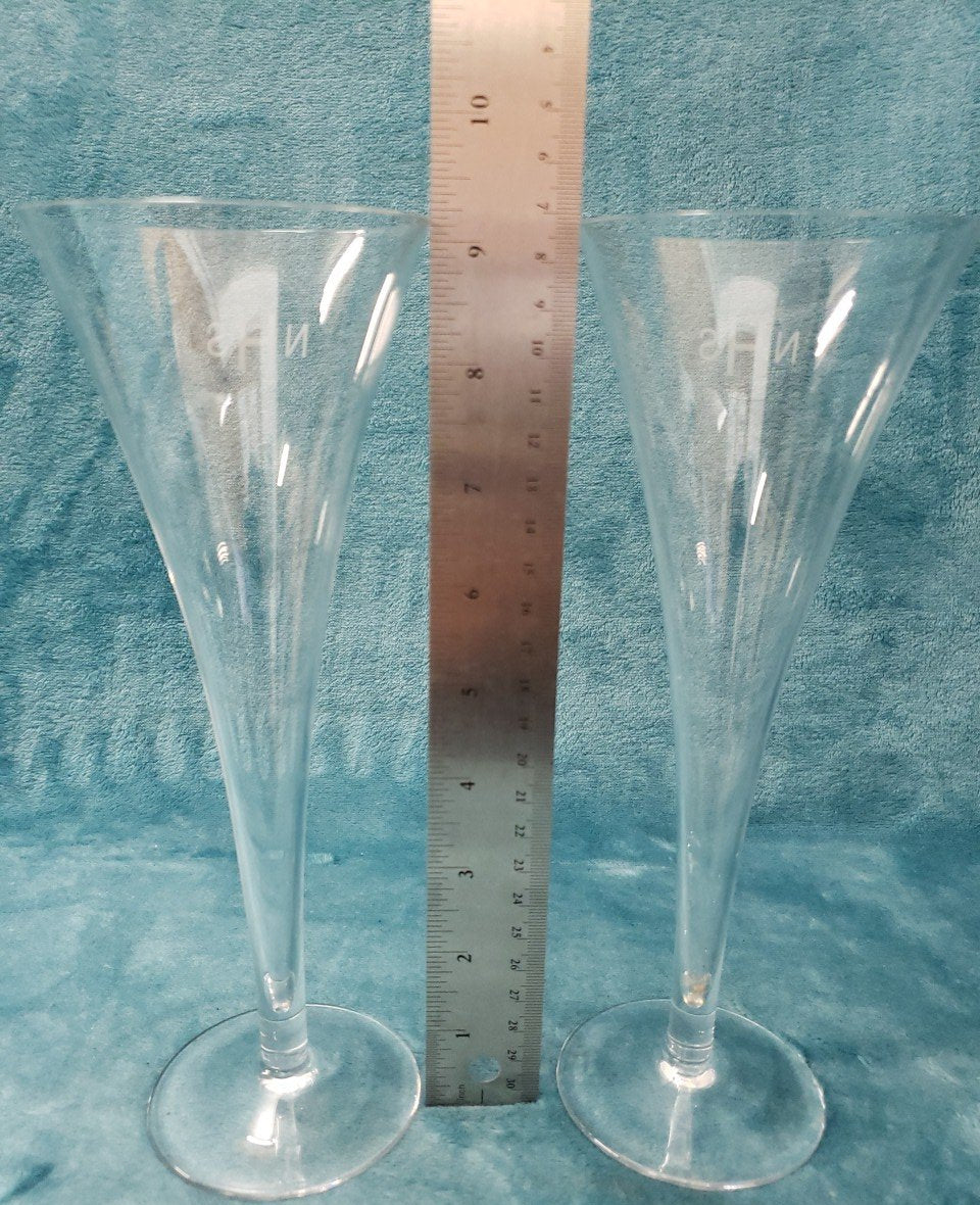 Tiffany & Co. Etched NHS Champagne Flutes, Set of 2