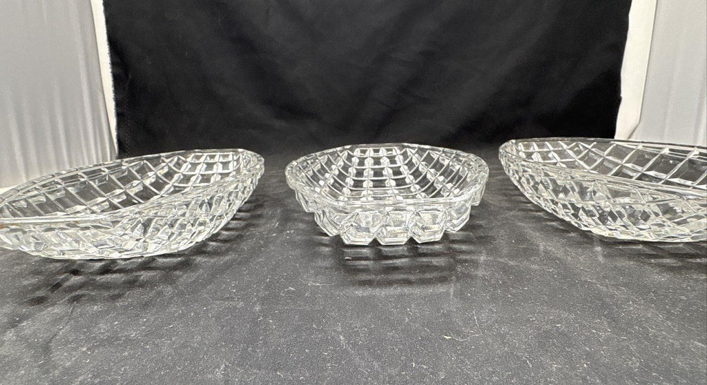 Clear Cut Glass Oval Serving Trays, Set of 3
