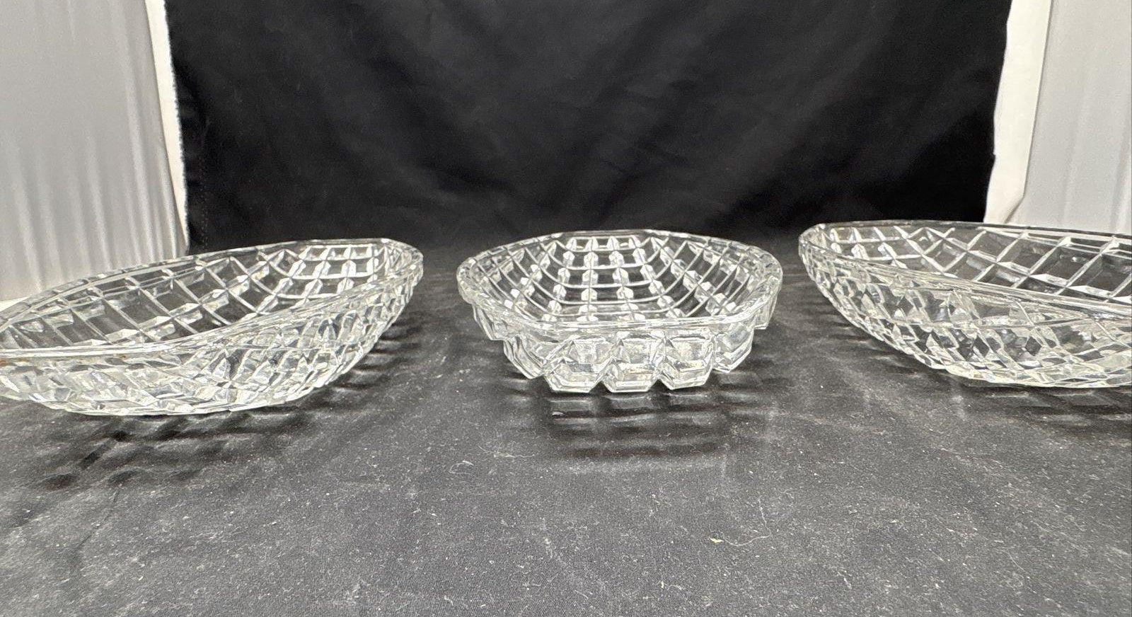 Clear Cut Glass Oval Serving Trays, Set of 3