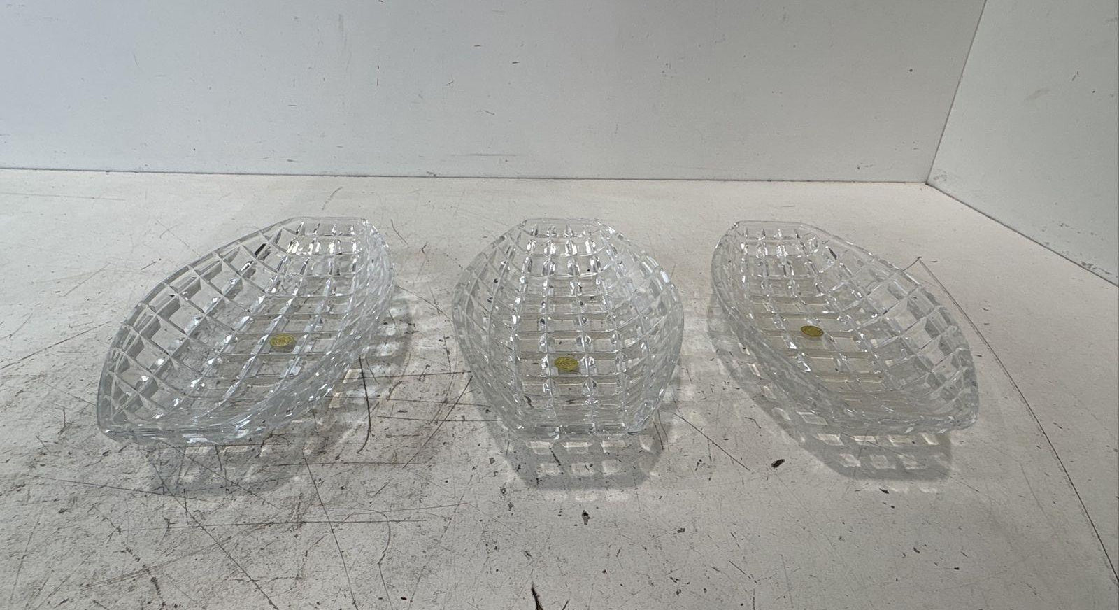 Clear Cut Glass Oval Serving Trays, Set of 3