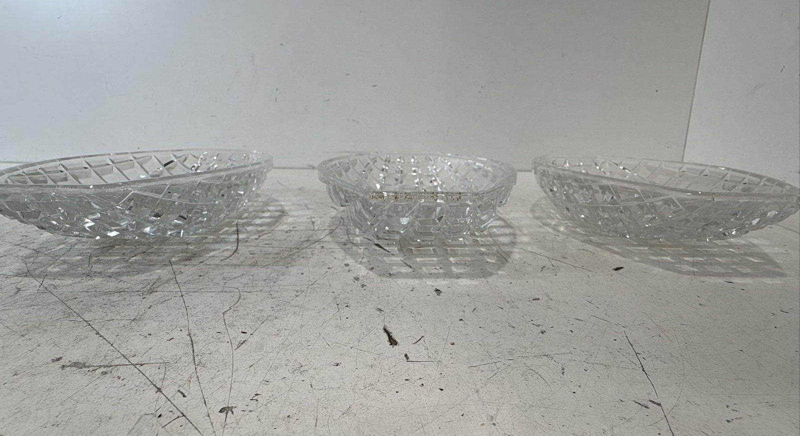 Clear Cut Glass Oval Serving Trays, Set of 3