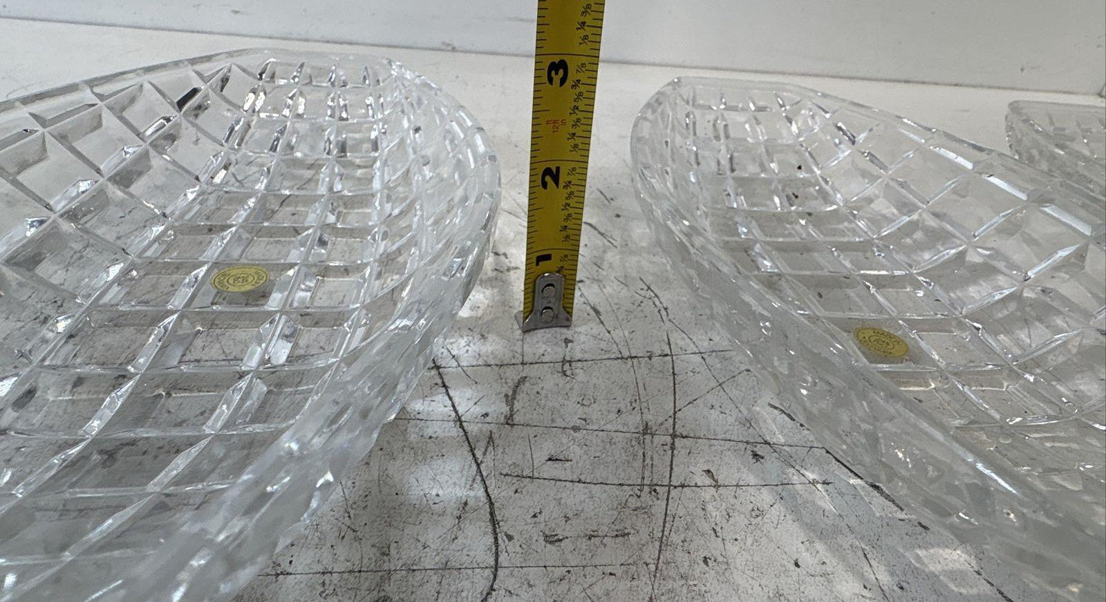 Clear Cut Glass Oval Serving Trays, Set of 3