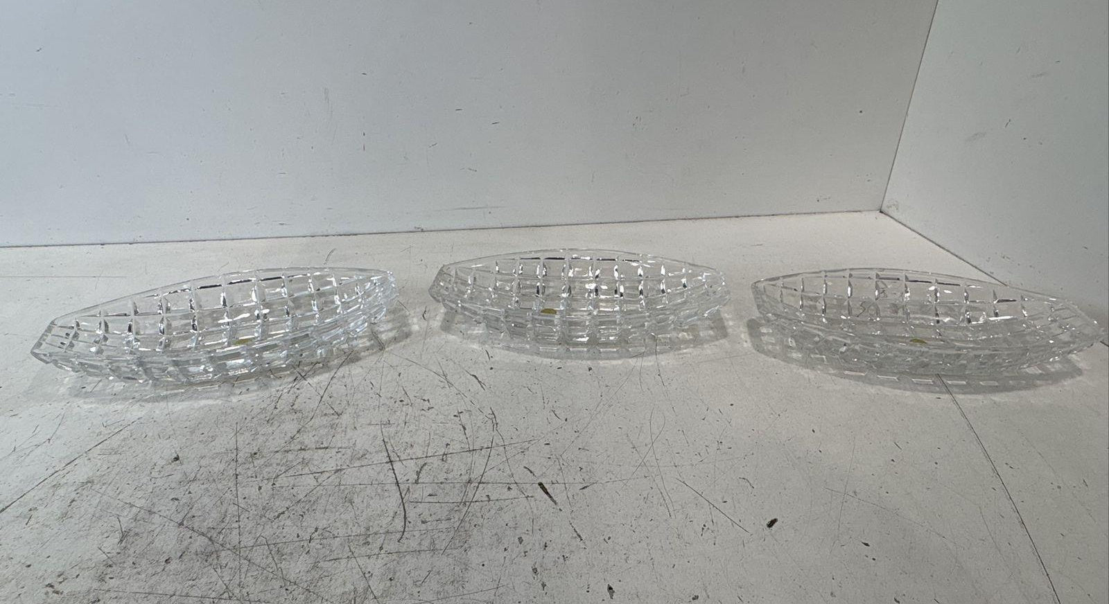 Clear Cut Glass Oval Serving Trays, Set of 3