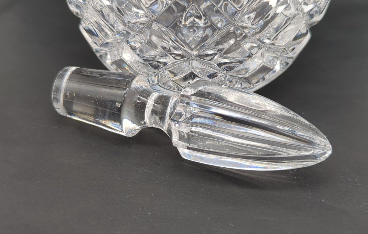 Clear Geometric Cut Glass Decanter with Stopper