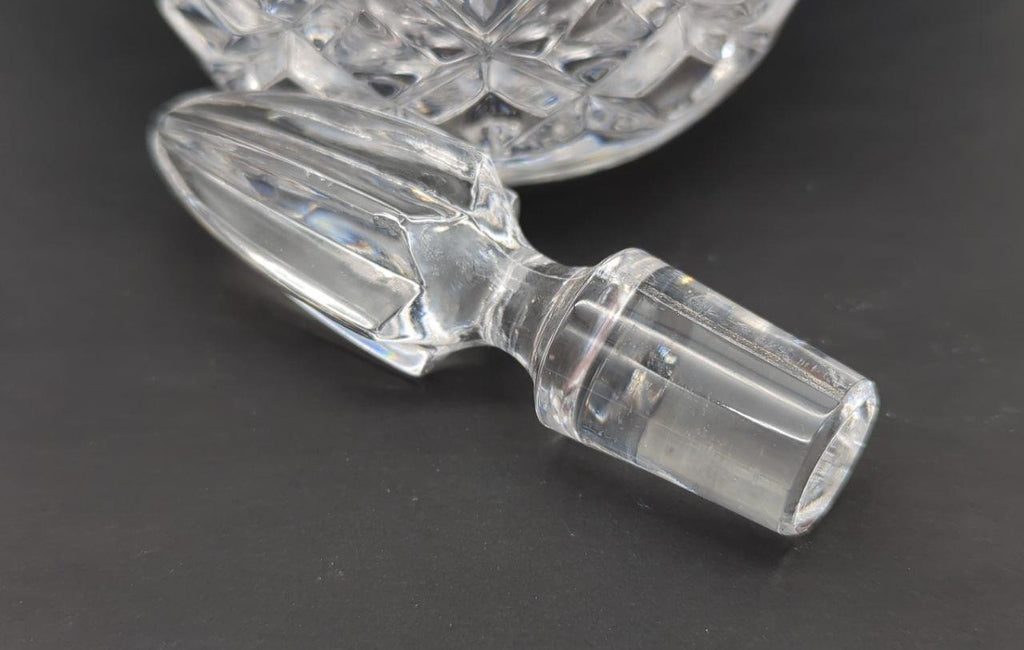 Clear Geometric Cut Glass Decanter with Stopper