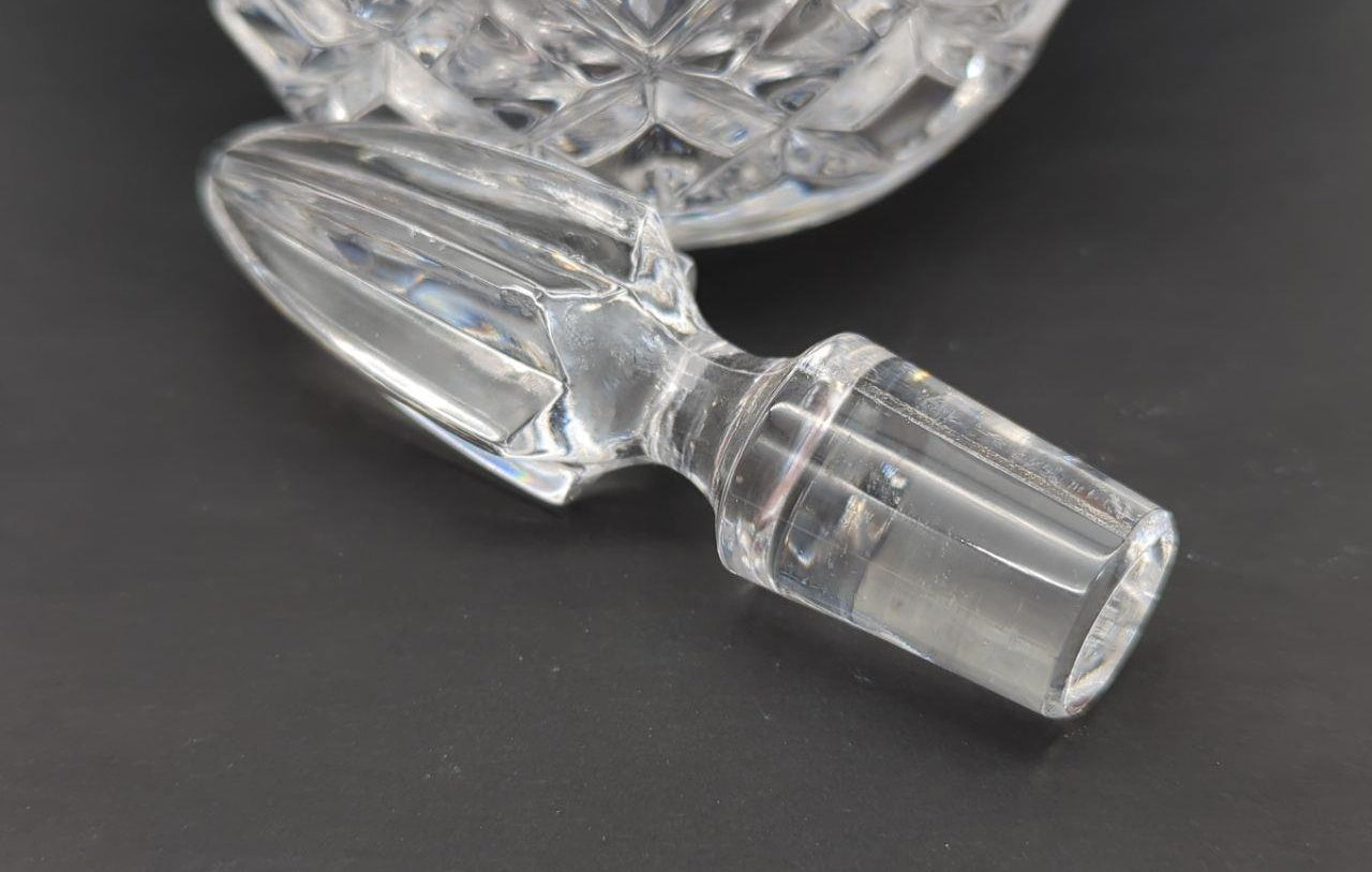 Clear Geometric Cut Glass Decanter with Stopper