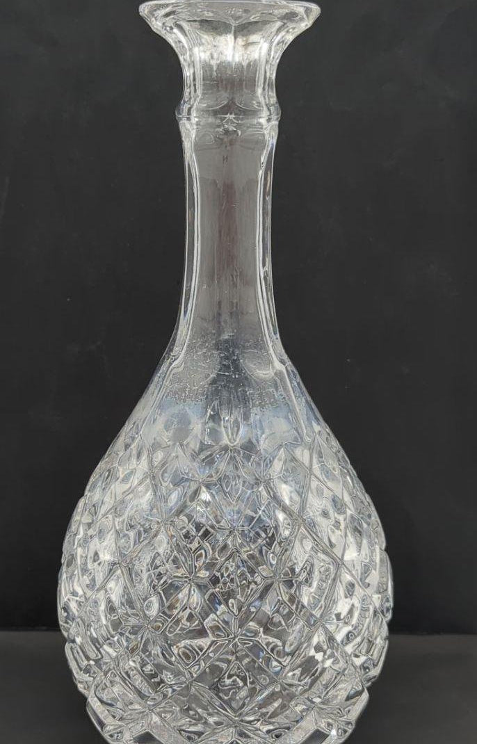Clear Geometric Cut Glass Decanter with Stopper