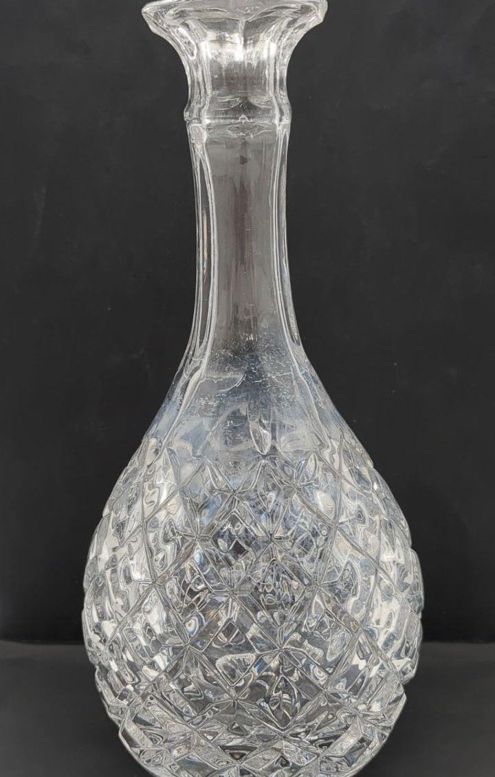 Clear Geometric Cut Glass Decanter with Stopper
