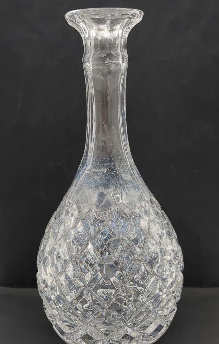 Clear Geometric Cut Glass Decanter with Stopper