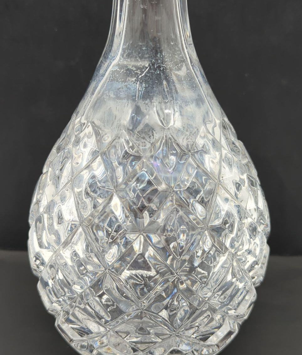 Clear Geometric Cut Glass Decanter with Stopper