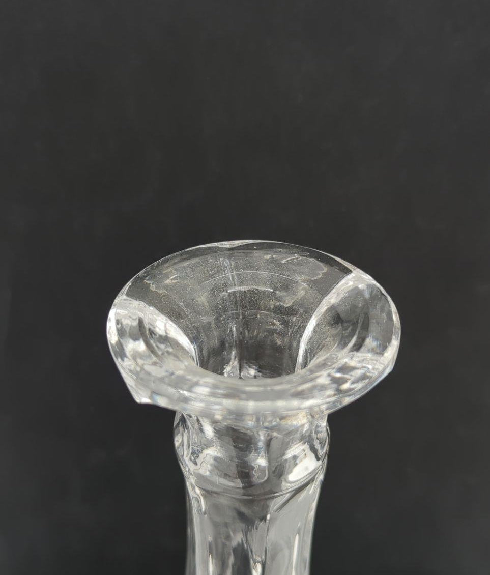 Clear Geometric Cut Glass Decanter with Stopper