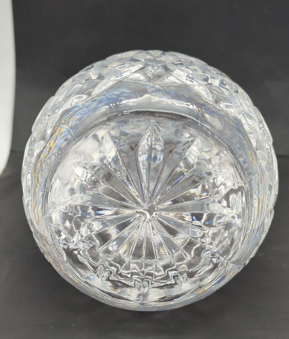 Clear Geometric Cut Glass Decanter with Stopper