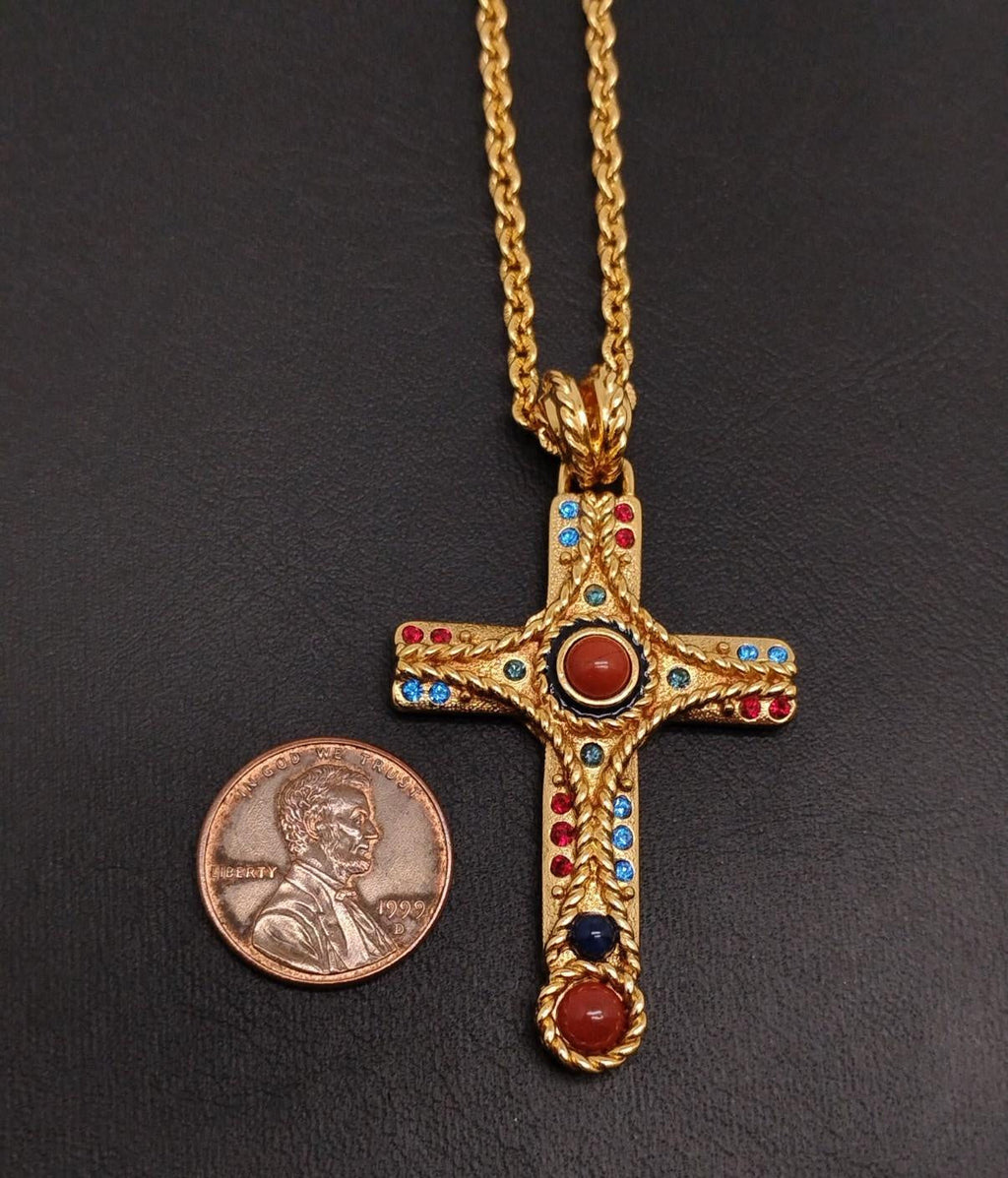 Camrose & Kross Jackie Kennedy Gold Tone Cross Necklace