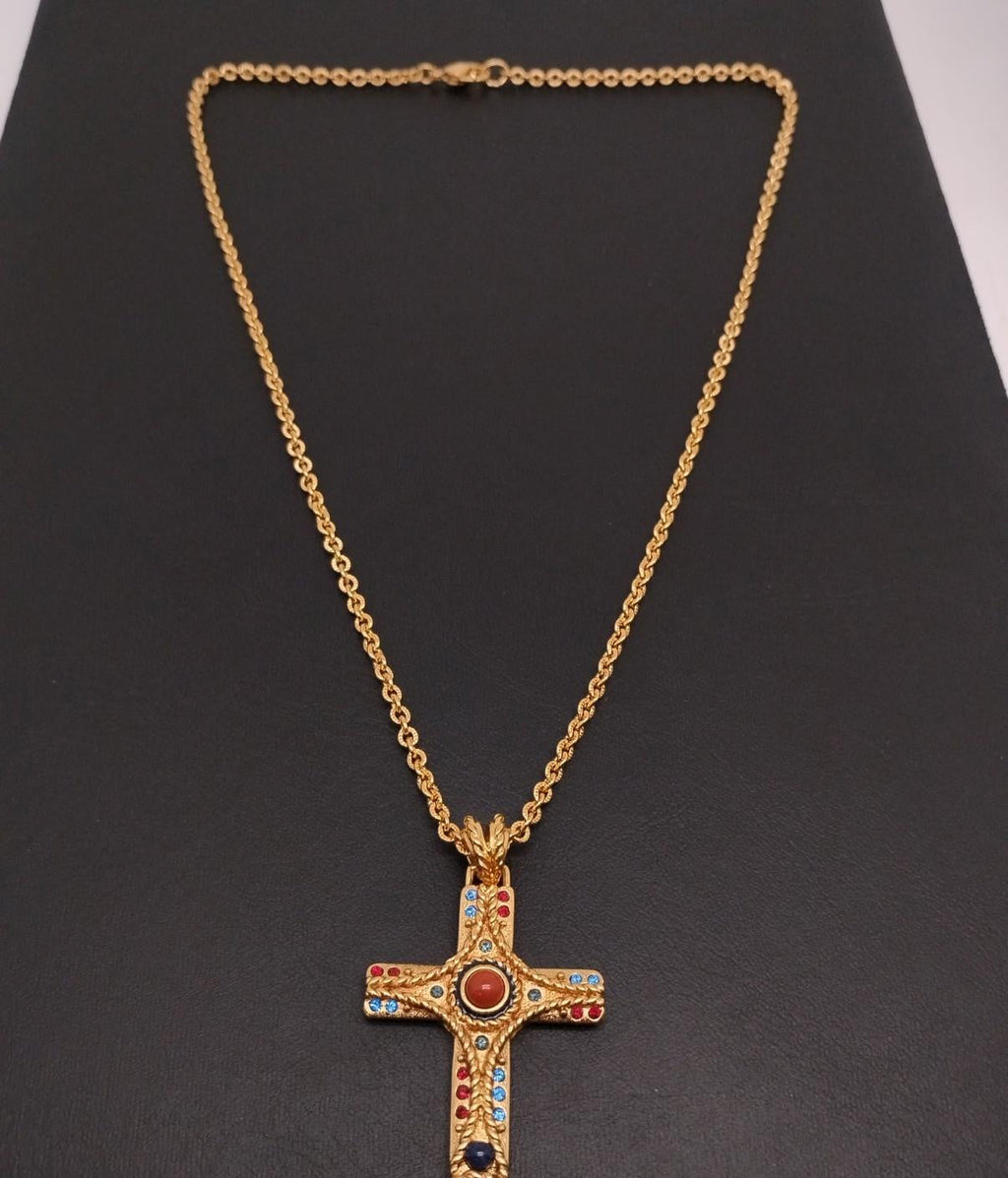 Camrose & Kross Jackie Kennedy Gold Tone Cross Necklace